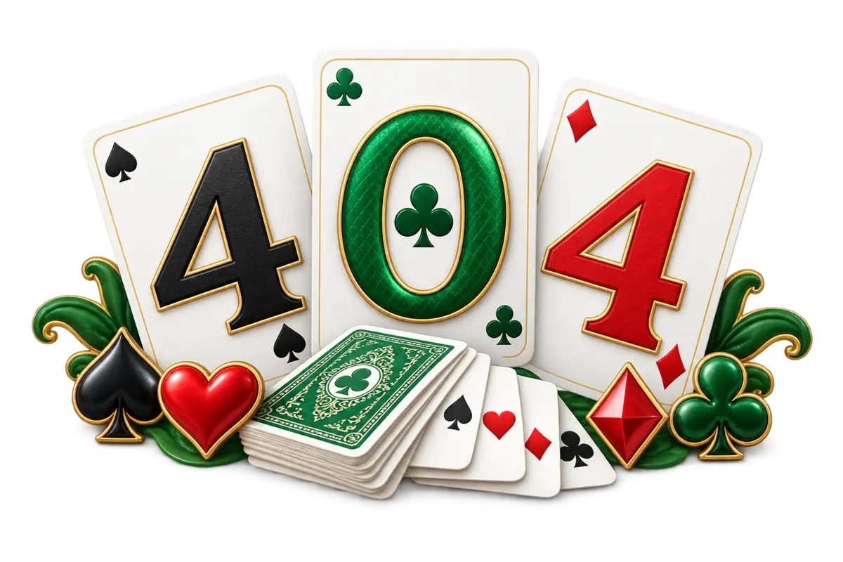 404 shown with playing cards